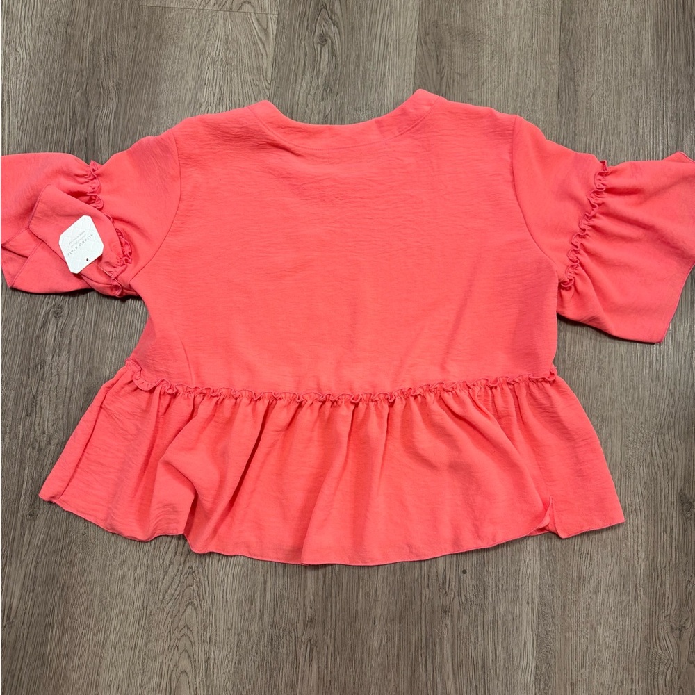 Altar'd State Coral Ruffle Blouse - Picture 4 of 4